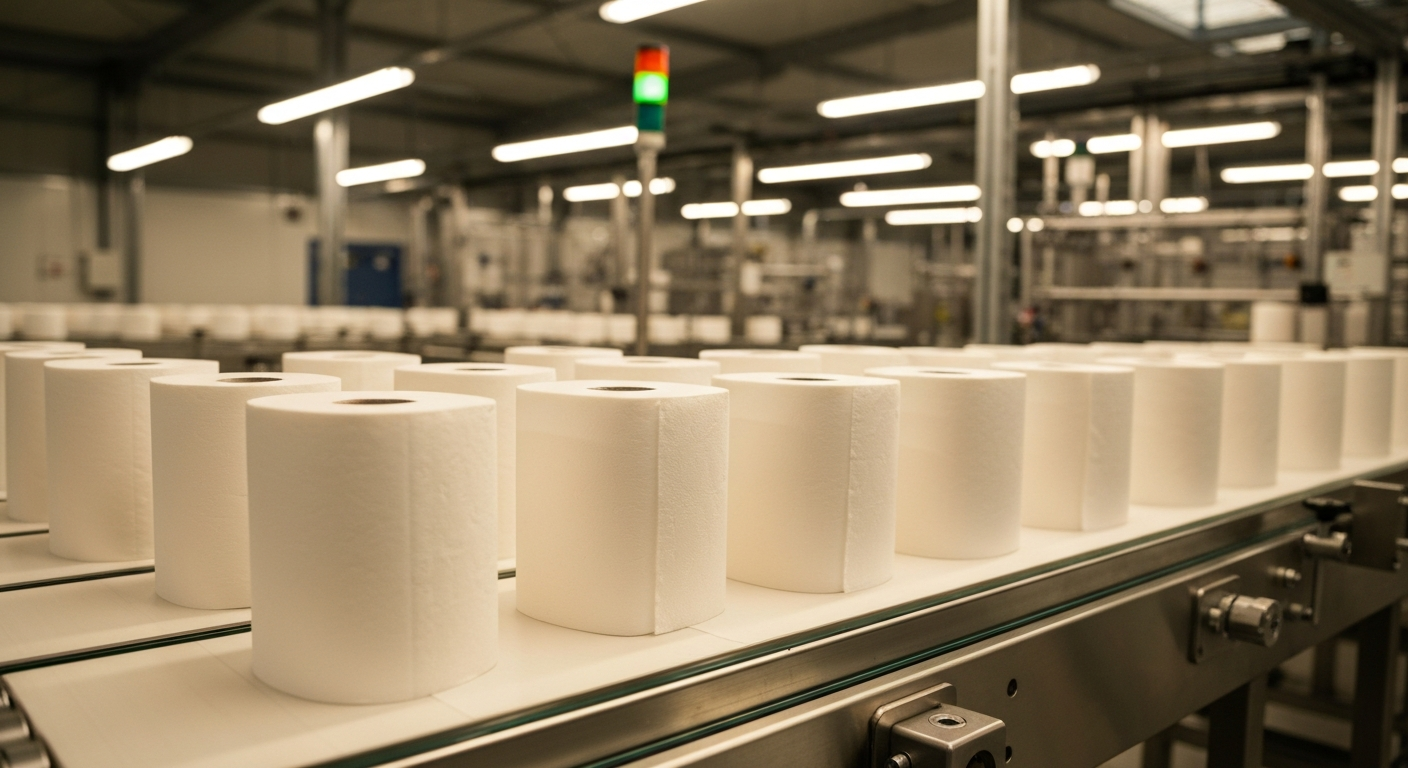 Waar wordt wc-papier gemaakt - Bamboe wc-papier geproduceerd op een moderne fabriekslijn
