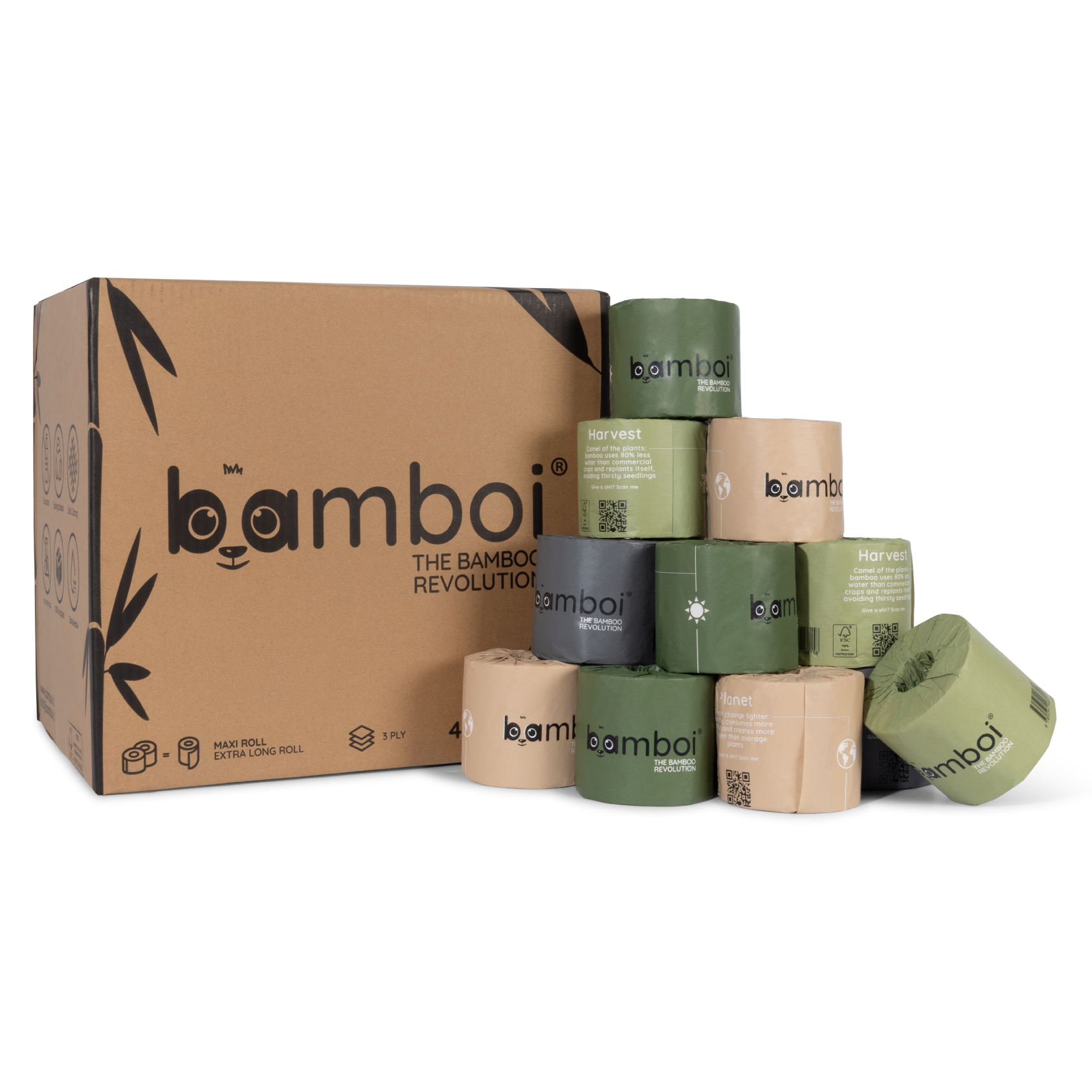 Bamboi® Papel Higiênico 100% Bambu 48 rolos